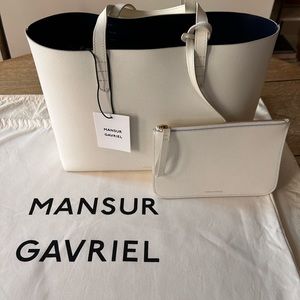 Mansur Gavriel Small Tote -Special Edition White with Blue Interior